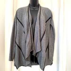 Jamison Women's Sz S Wool x Cashmere Blend Abstract Cardigan With Zipper Accents